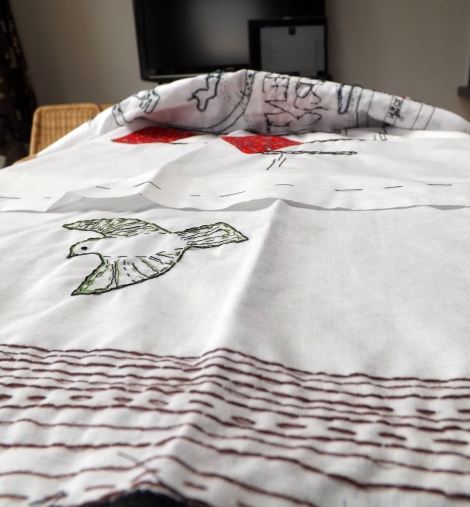 ironing finished embroidery